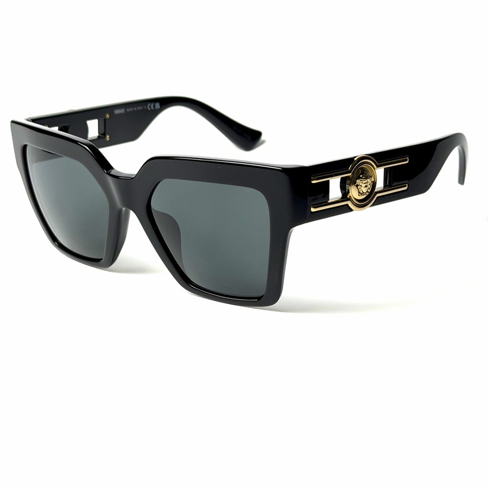 Versace Black Square Sunglasses with Gold Medusa Accent